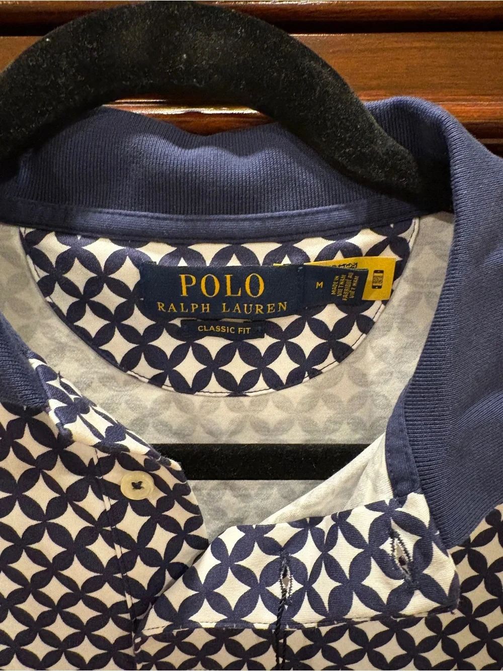 Ralph Lauren Navy and White Geometric Polo